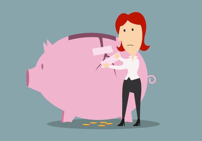 Emergency Savings Fund | illustration of a woman patching up a piggy bank