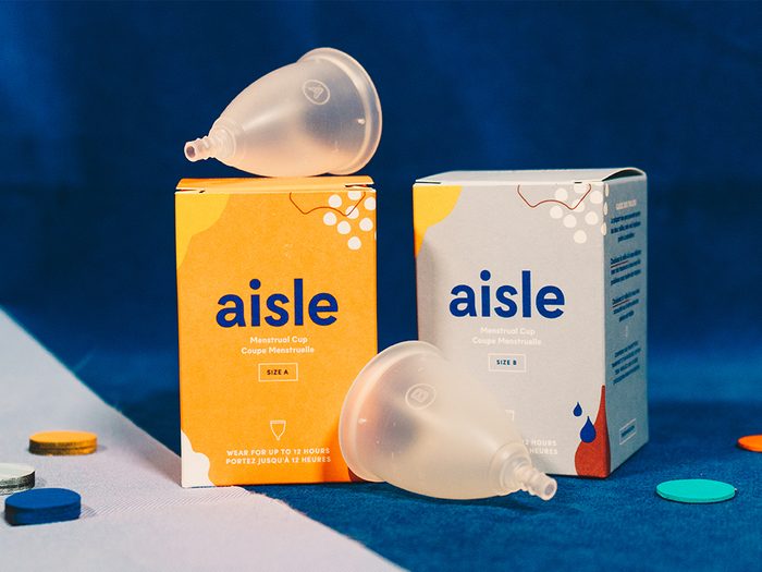 Menstrual Cup | Aisle's menstrual cup against a dark blue backdrop