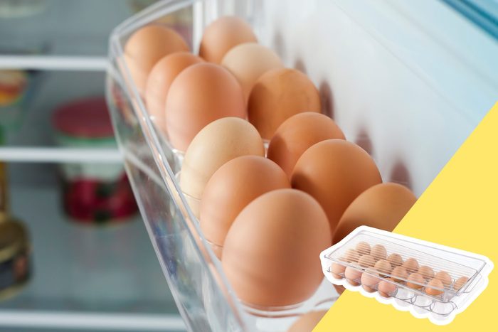 Eggs In the fridge Door with inset of egg container