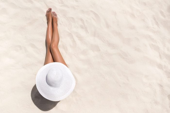 Summer,holiday,fashion,concept, ,tanning,woman,wearing,sun,hat