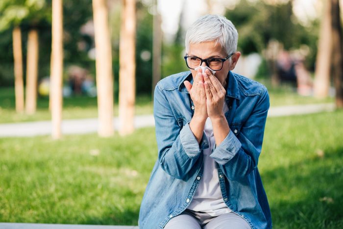 Senior Woman Has Allergy-stress incontinence