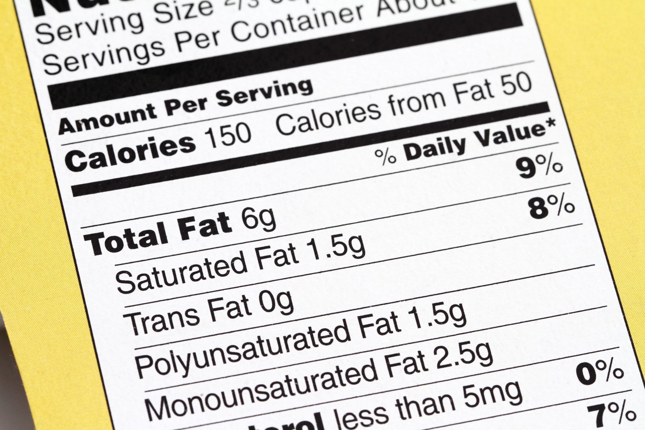 Nutrition Label trans fat vs saturated fat