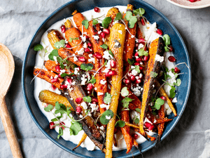 A Recipe for Spice-Roasted Carrots with Yogurt and Antioxidant-Rich Pomegranate Seeds