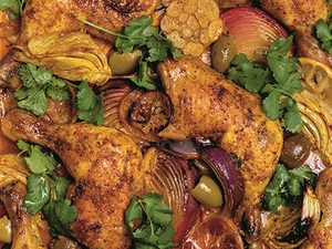 This Sheet Pan Chicken With Lemon and Olives Makes an Easy Weeknight Dinner