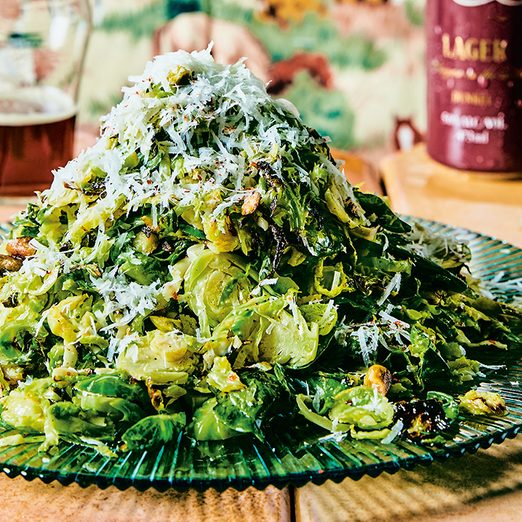 A Recipe for Pan-Fried Brussels Sprouts with Lemon, Pecorino and Toasted Pistachios