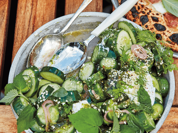 Cucumbers With Herby Yogurt Dressing