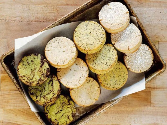 Four different flavored vegan Scottish shortbread cookies