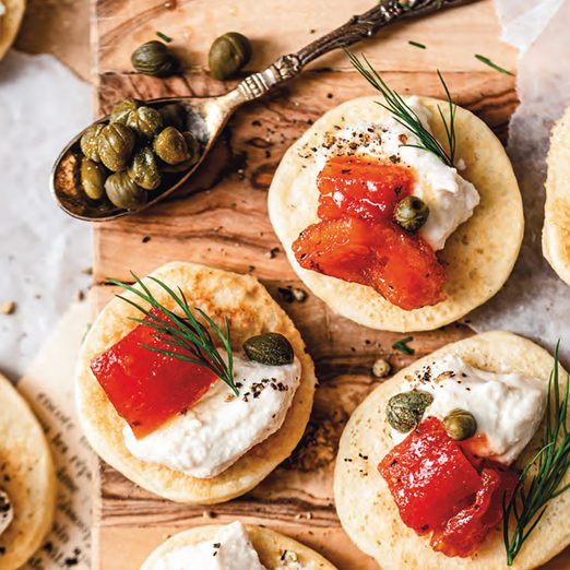 These Mini Bilinis With Smoked Tomato Are the Perfect Bite-Sized Appetizers