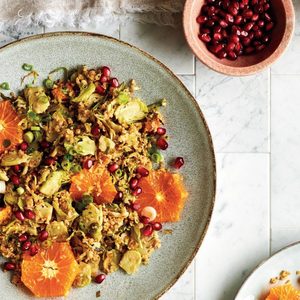 A Recipe for Bulgur Salad With Roasted Brussels Sprouts, Tangerine and Pomegranate